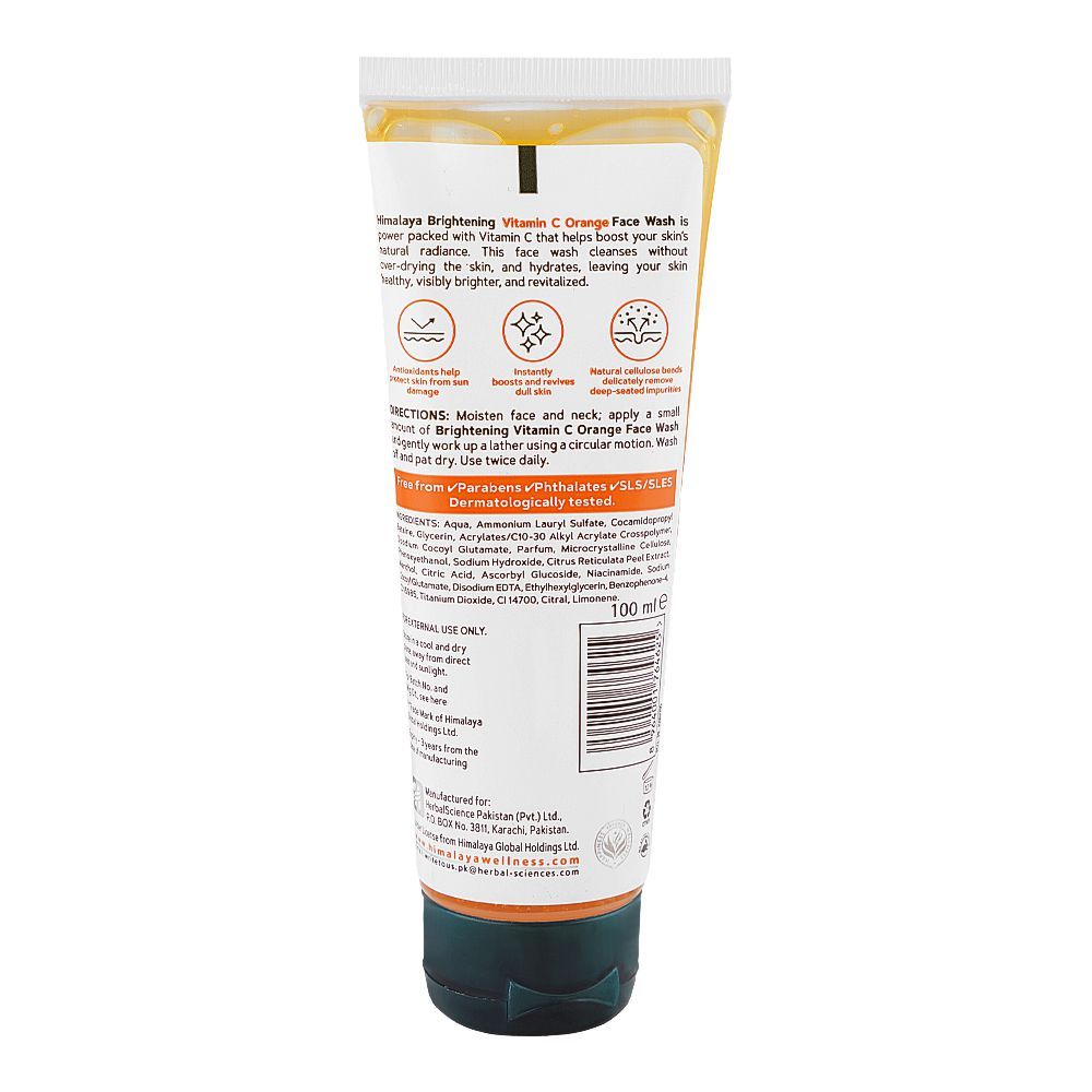 Himalaya Brightening Orange Face Wash, Vitamin C, For All Types Of Skin, 100ml - Image 2