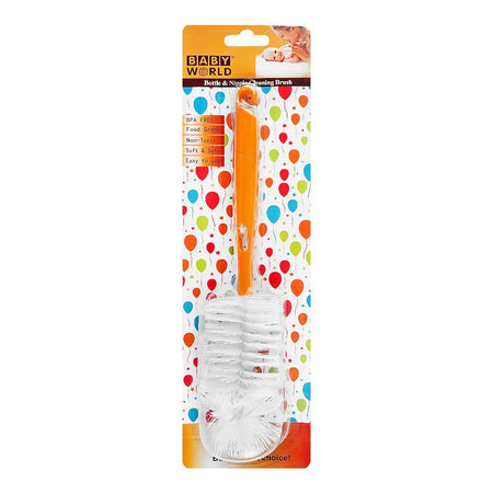 Baby World Bottle & Nipple Cleaning Brush, BPA Free, Non-Toxic, Orange, BW7374 - Main Image