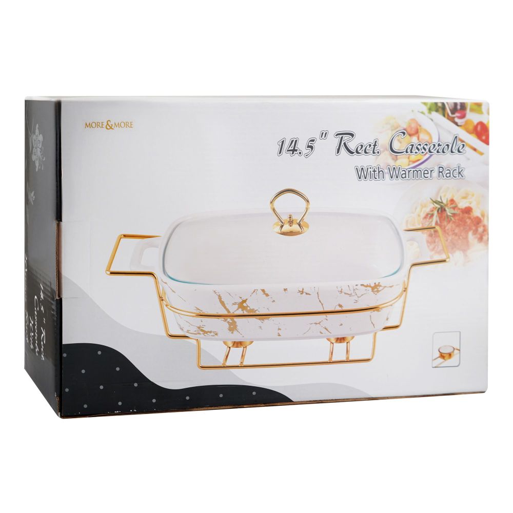 More & More Rectangular Casserole Dish With Warmer Rack, Black, 14.5 Inches, CX2421 - Image 3