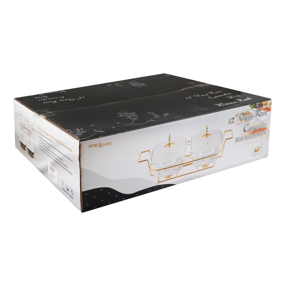 More & More Twin Rectangular Casserole Dish With Warmer Rack, Black, 12 Inches, CX2420D - Image 3