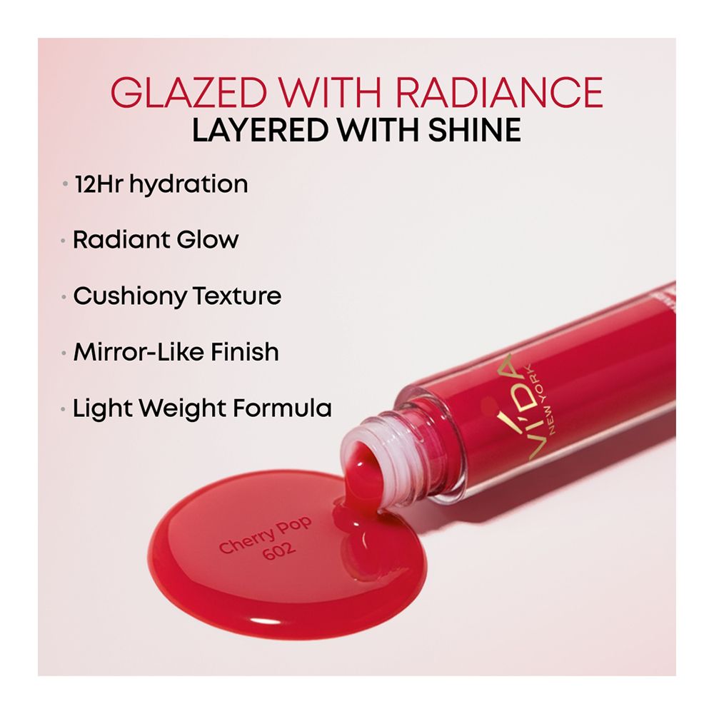 Vi'da New York Supple Kiss Lip Glaze, 602 Cherry Pop, 3.5ml - Image 2