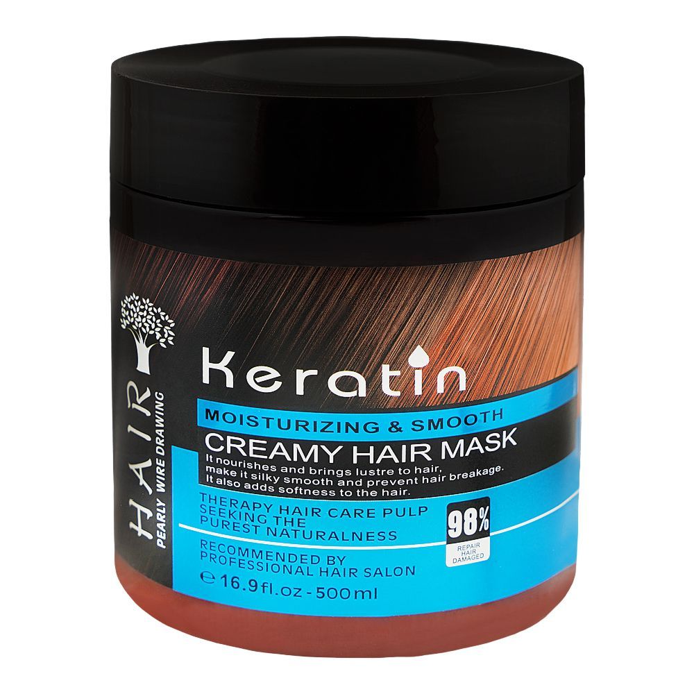Keratin Moisturizing & Smooth Creamy Hair Mask, Vitamin B5, Amino Acid, For Damaged Hair, 500ml - Main Image