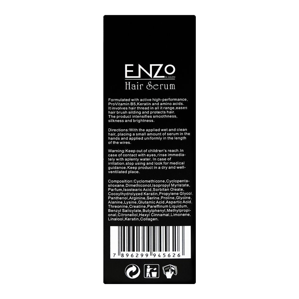 Enzo In-Salon Brazilian Keratin Cure Argan Hair Oil, Keratin, Provitamin B5, For All Types Of Hair, 60ml - Image 2