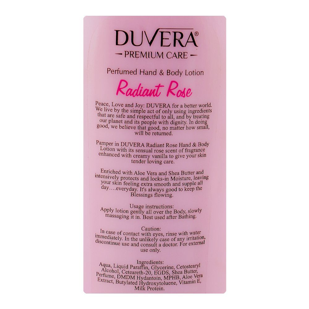 Duvera Radiant Rose Perfumed Hand & Body Lotion, Vitamin E & Niacinamide, For Skin Brightening, 250ml - Image 3