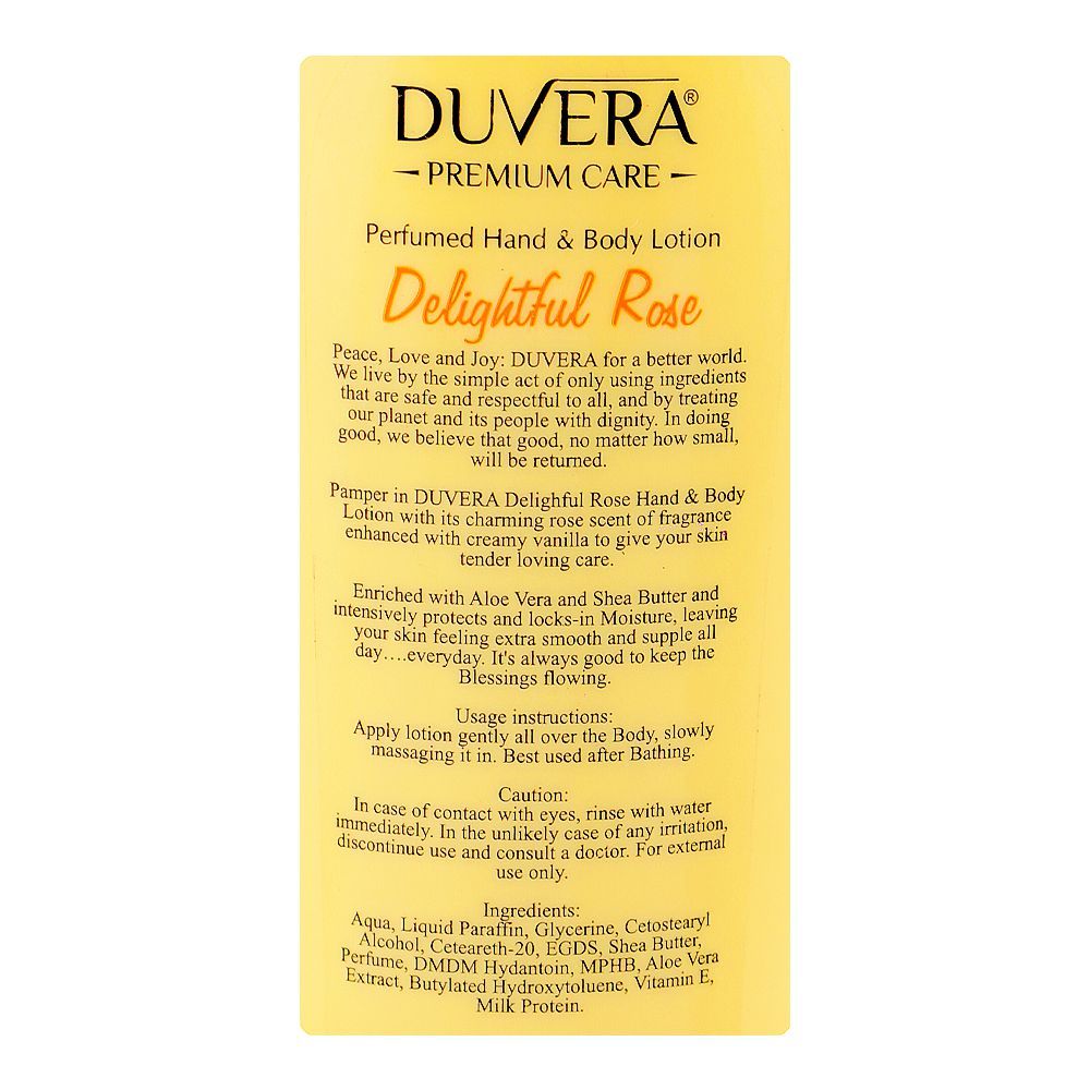 Duvera Delightful Rose Perfumed Hand & Body Lotion, Vitamin E & Niacinamide, For Smooth Skin, 250ml - Image 3