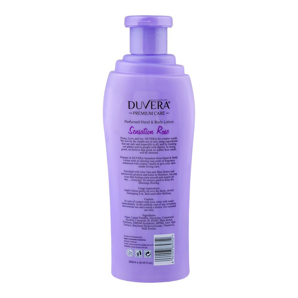 Duvera Sensation Rose Perfumed Hand & Body Lotion, Vitamin E & Niacinamide, For Nourished Skin, 250ml - Image 2