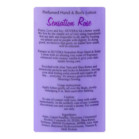 Duvera Sensation Rose Perfumed Hand & Body Lotion, Vitamin E & Niacinamide, For Nourished Skin, 250ml - Image 3