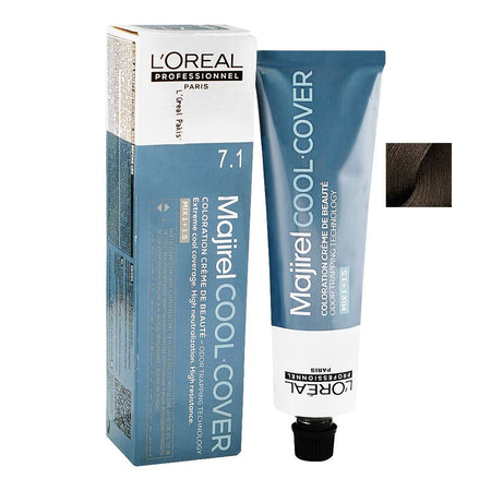 L'Oreal Professionnel Majirel Cool Cover Hair Colouring Cream, 7.1 Ash Blond, 60ml - Main Image