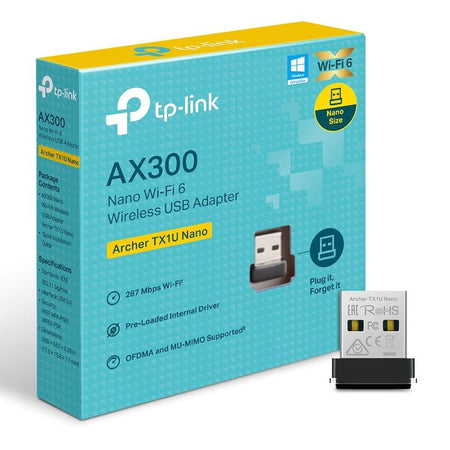 TP-Link AX300 Nano Wi-Fi 6 USB Adapter, 287 Mbps, Archer TX1U Nano - Main Image