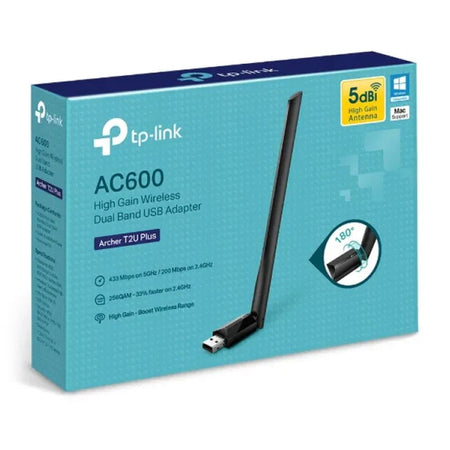 TP-Link AC600 High Gain Dual Band Wi-Fi USB Adapter, 433 Mbps, Single High-Gain Antenna, Archer T2U Plus - Image 3