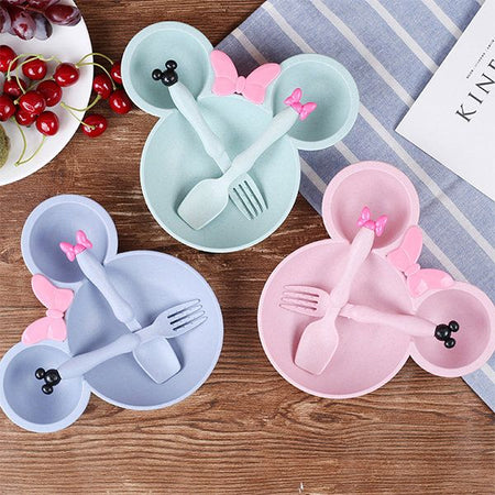 mickey mouse plate set with spoon and fork image 2