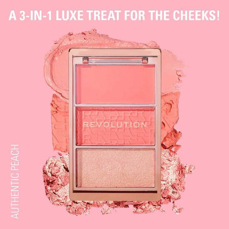 Makeup Revolution 3-In-1 Blush Icon Palette, Authentic Peach - Image 3