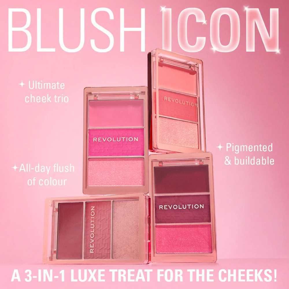 Makeup Revolution 3-In-1 Blush Icon Palette, Authentic Peach - Image 4