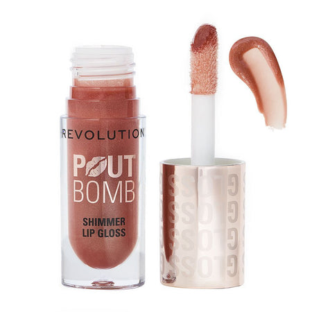 Makeup Revolution Pout Bomb Shimmer Lip Gloss, Nude Glow - Main Image