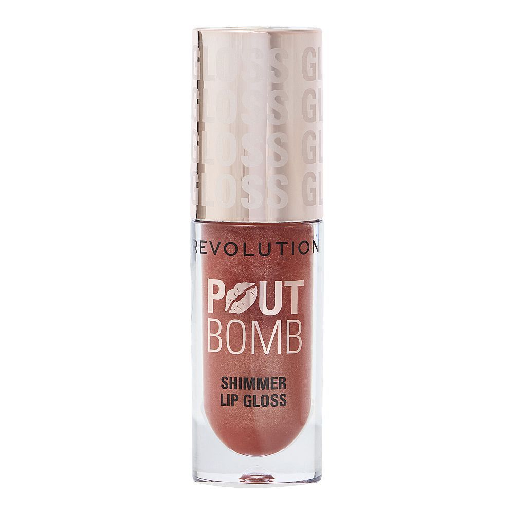 Makeup Revolution Pout Bomb Shimmer Lip Gloss, Nude Glow - Image 2