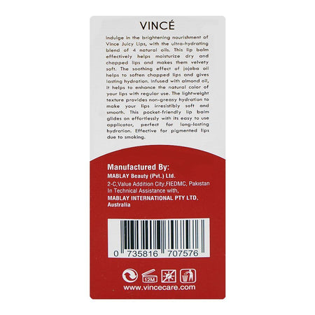 Vince Juicy Lips Repair Revive Hydrate, Jojoba Seed Oil, Shea Butter, 10ml - Image 2