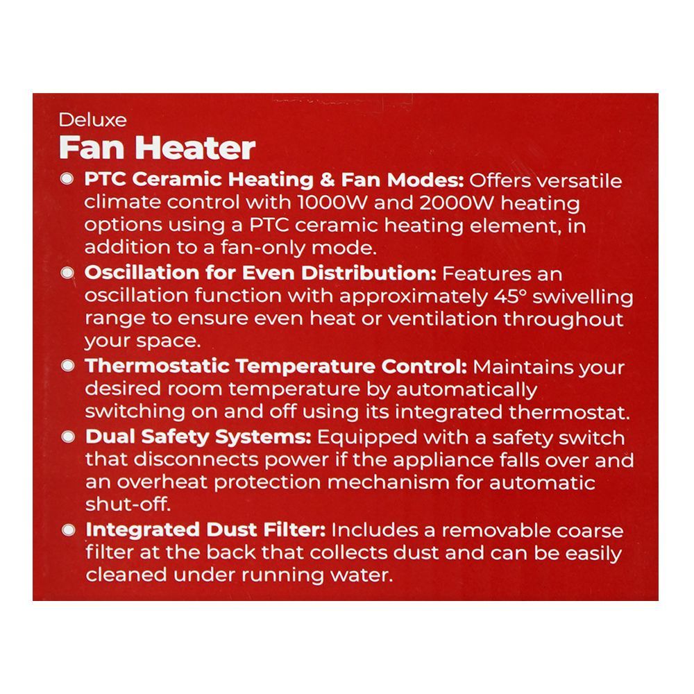West Point Deluxe Fan Heater, 2000W, 220-240V, WF-4307 - Image 5