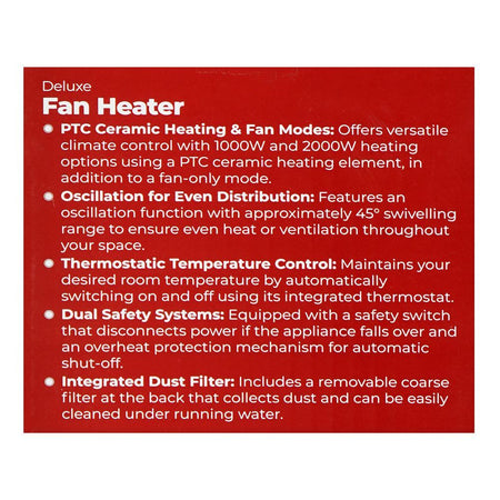 West Point Deluxe Fan Heater, 2000W, 220-240V, WF-4307 - Image 5