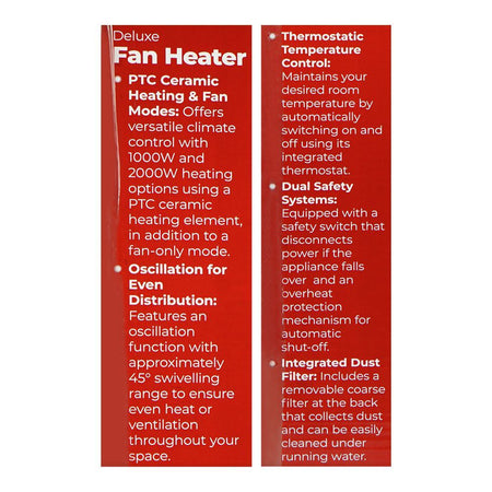 West Point Deluxe Fan Heater, 2000W, 220-240V, WF-6307 - Image 5