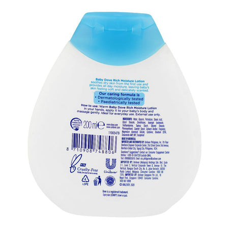 Dove Rich Moisture Baby Lotion, Paraben & Phthalates Free, 200ml - Image 2