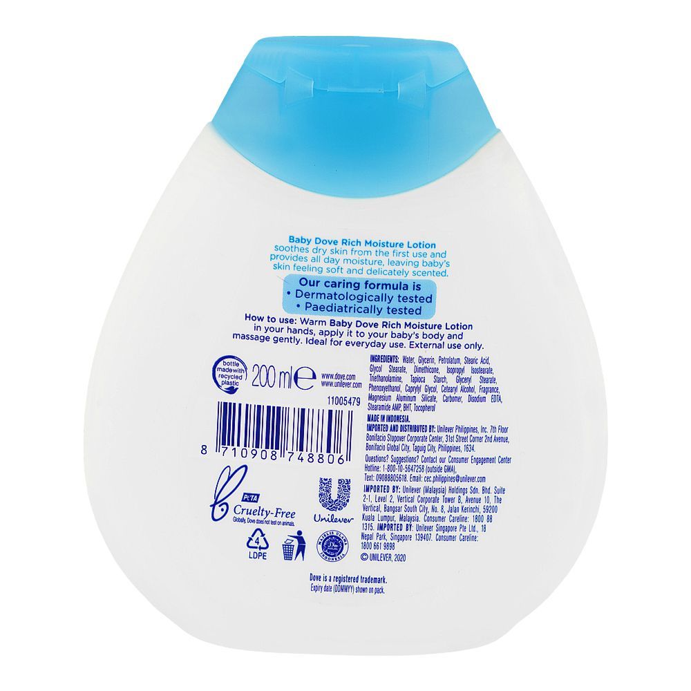 Dove Rich Moisture Baby Lotion, Paraben & Phthalates Free, 200ml - Image 2