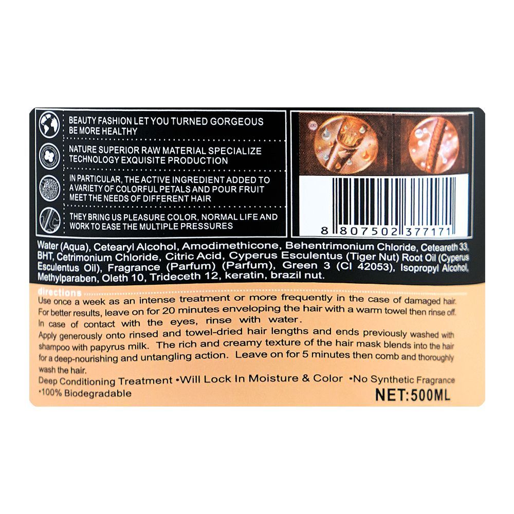Keratin Hair Care Balance Brazil Nut Hair Mask, Citric Acid, Keratin, Minerals, For Damaged Hair, 500ml - Image 3