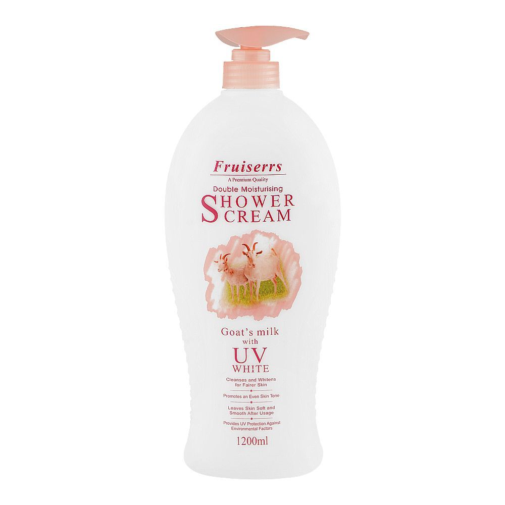 Fruiserrs Goat's Milk With UV White Double Moisturising Shower Cream, 1200ml Pump - Main Image