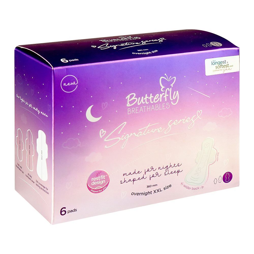 Butterfly Breathables Signature Series Over-Night Pads, XXL, 6-Pack - Main Image