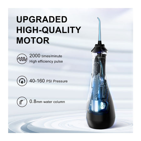 Seago Smart Water Rechargeable Dental Flosser/Irrigator Cordless USB, 3 Cleaning Modes, 5 Jet Tips, IPX7 Waterproof, Travel Bag, Black, SG-833 - Image 7