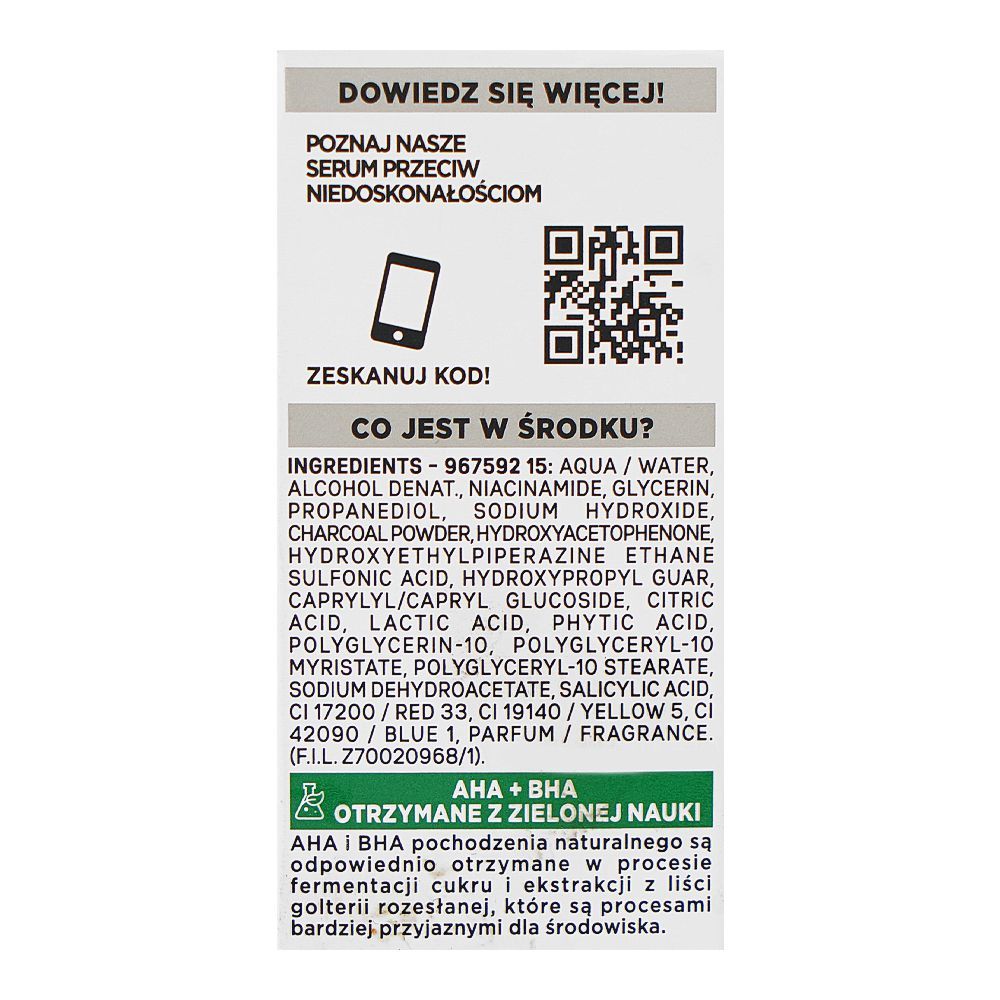 Garnier Pure Active AHA + BHA Wegiel Serum, Vegan, Niacinamide, For All Types Of Skin, 30ml - Image 5