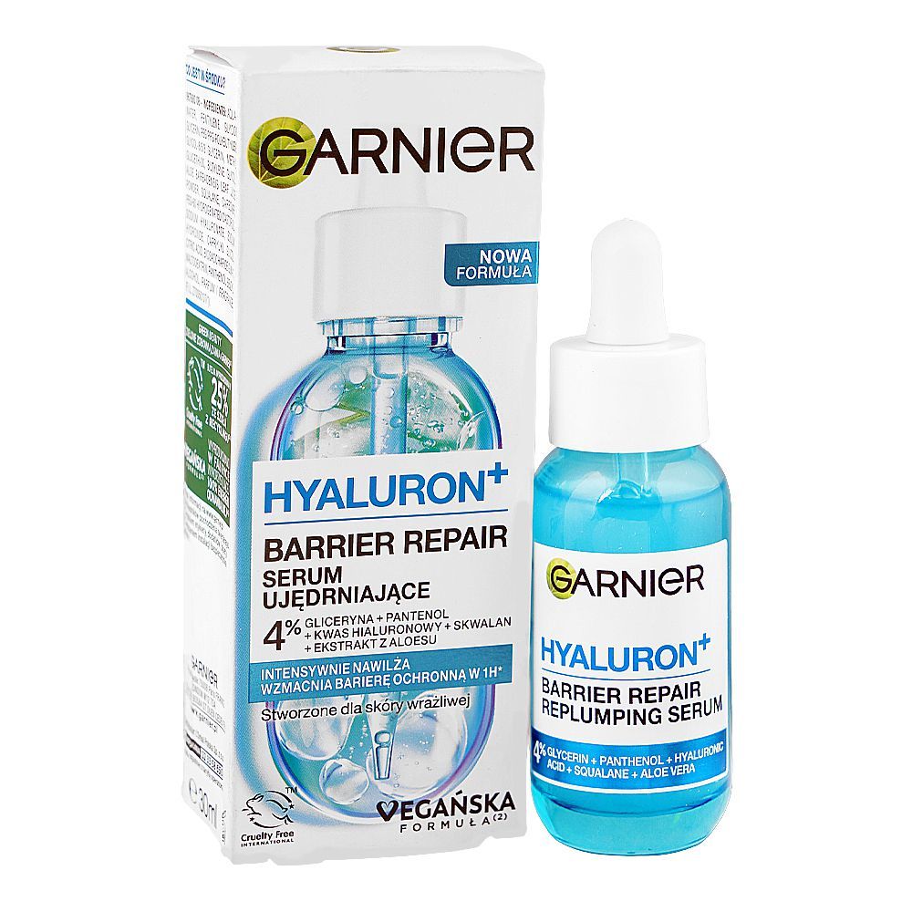 Garnier Hyaluron+ Barrier Repair Serum, Glycerin & Hyaluronic Acid, For Dry Skin, 30ml - Main Image