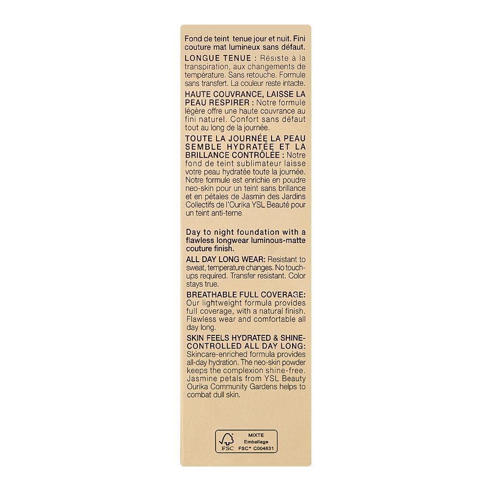 Yves Saint Laurent All Hours Teint Haute Full Cover Luminous Matte Foundation, SPF39, MN6, 25ml - Image 5