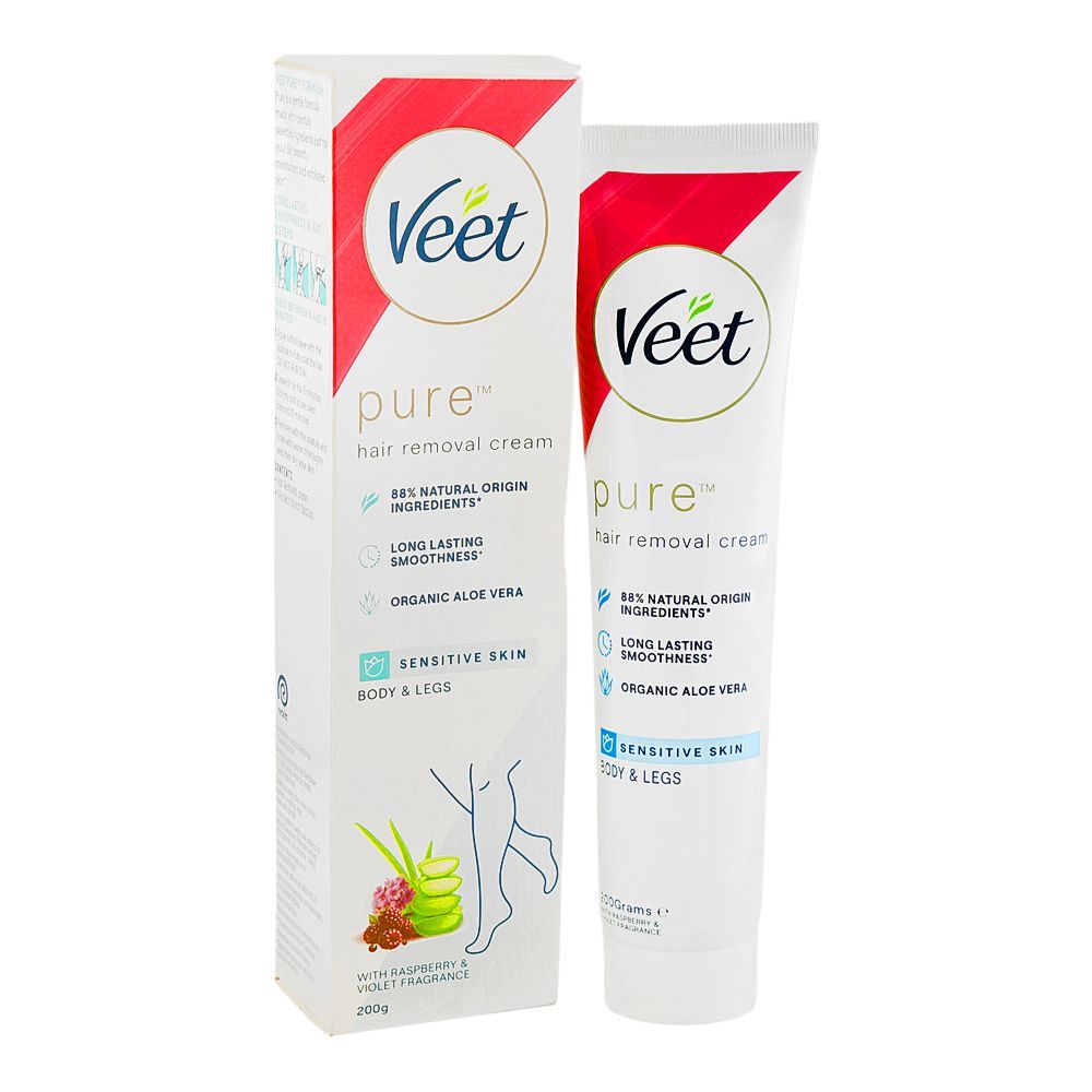 Veet Pure Raspberry & Violet Fragrance Hair Removal Cream, Aloe Vera, For Sensitive Skin, 200g - Main Image