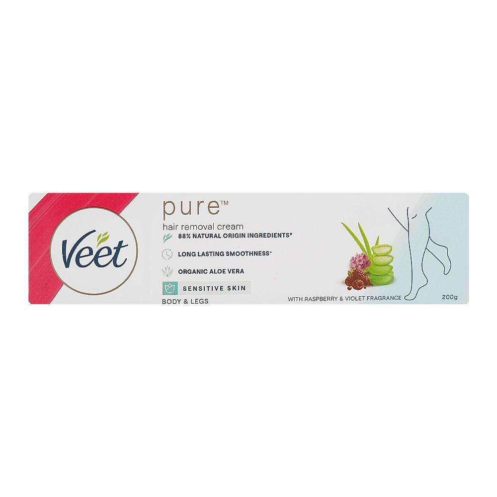 Veet Pure Raspberry & Violet Fragrance Hair Removal Cream, Aloe Vera, For Sensitive Skin, 200g - Image 4