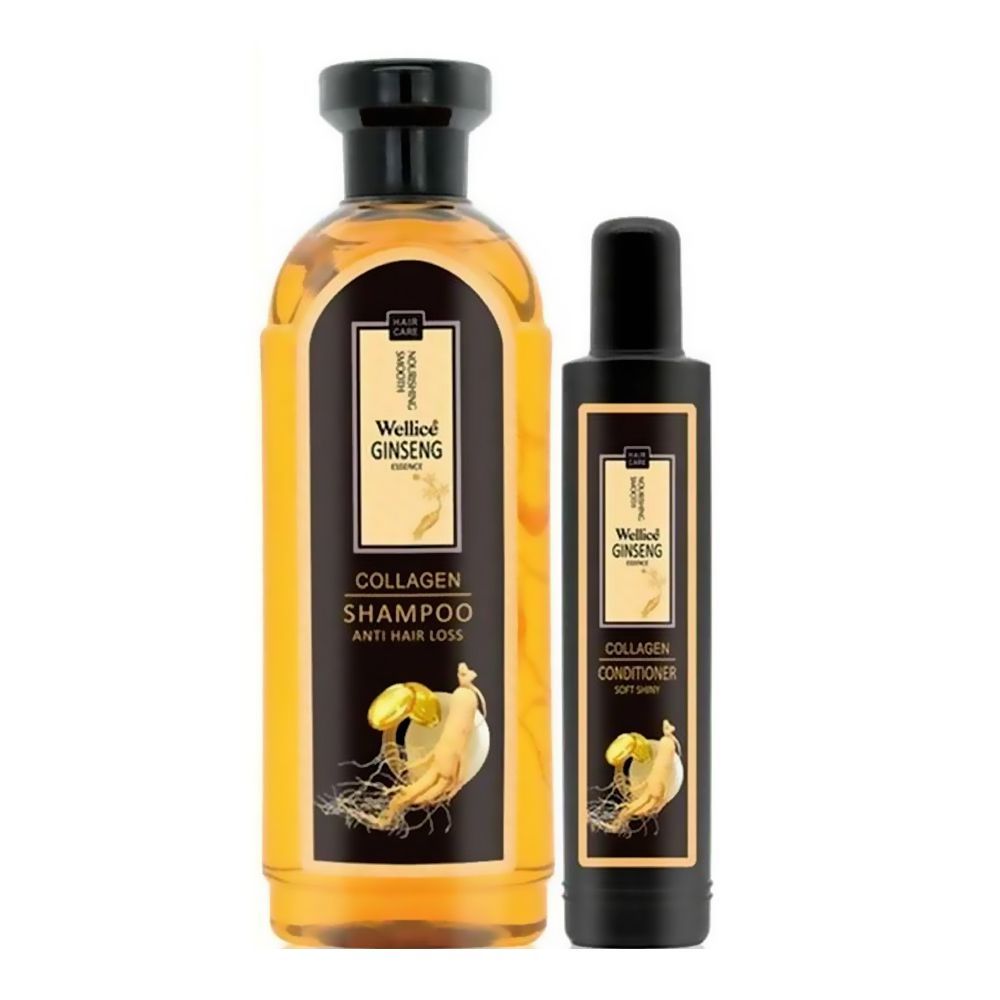 Wellice Ginseng Essence Collagen Shampoo + Conditioner, Ginseng, Vitamin E, Citric Acid, 420g + 100ml - Main Image