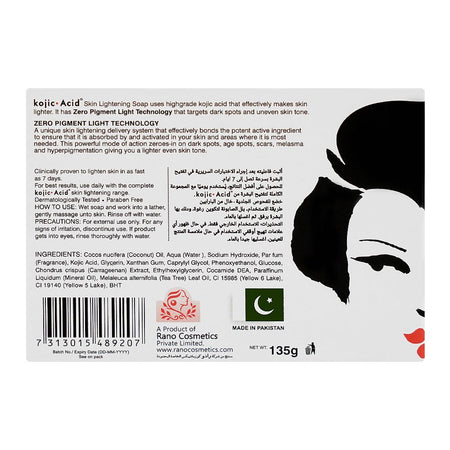 Rano Cosmetics Kojic Acid Classic Skin Lightening Soap, 135g - Image 2