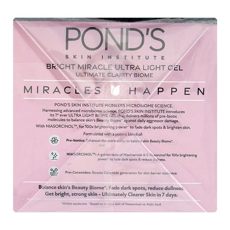 Pond's Bright Miracle Ultra-Light Biome Gel Niasorcinol Cream, Niacinamide, Citric Acid, For Skin Brightening, 50g - Image 3