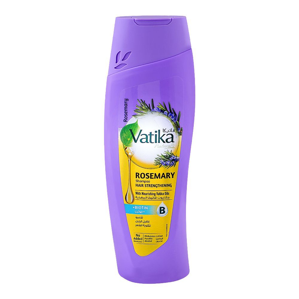 Dabur Vatika Naturals Rosemary + Biotin Hair Strengthening Shampoo, Paraffin & Alcohol Free, 185ml - Main Image