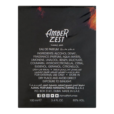 Ajmal Amber Zest, Eau De Parfum, For Men & Women, 100ml - Image 3