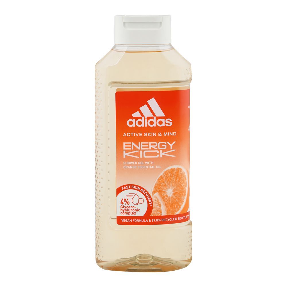 Adidas Active Skin & Mind Energy Kick With Orange Essential Oil Shower Gel, Hyaluronic Complex, Vegan, 400ml - Main Image