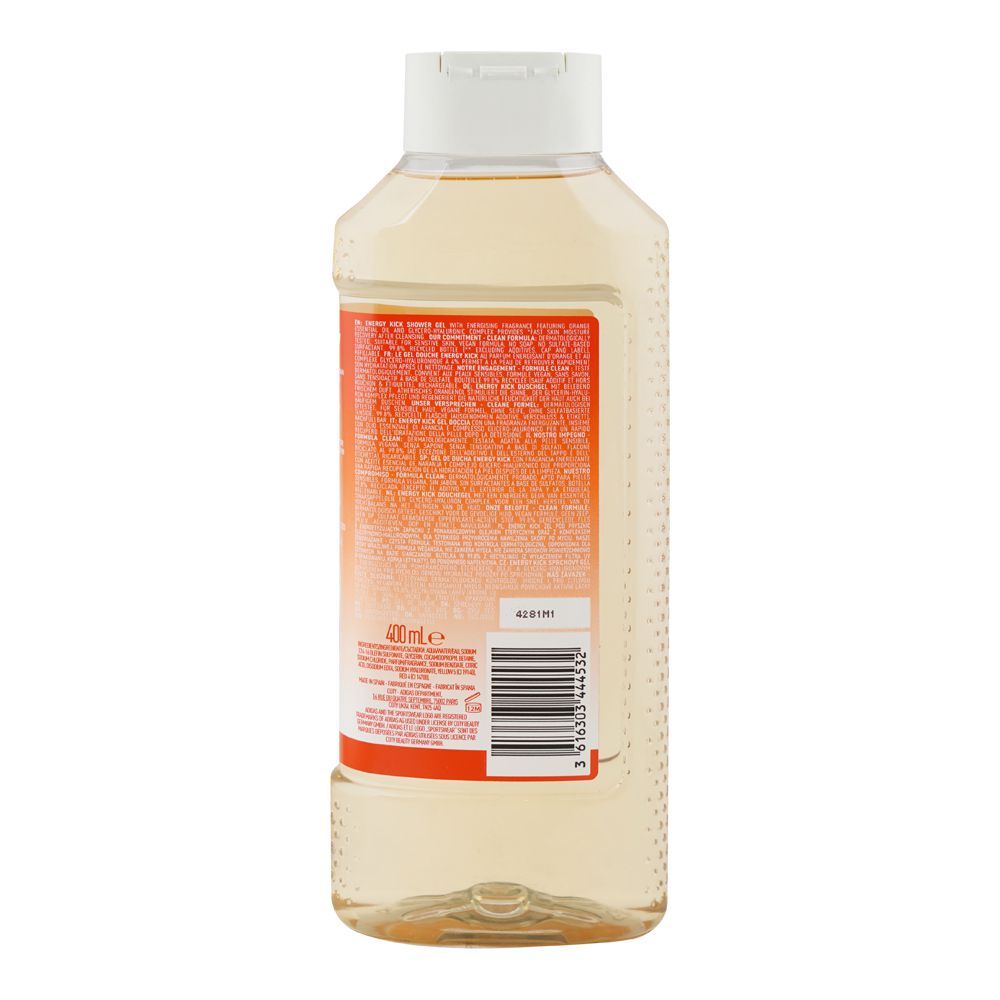 Adidas Active Skin & Mind Energy Kick With Orange Essential Oil Shower Gel, Hyaluronic Complex, Vegan, 400ml - Image 2