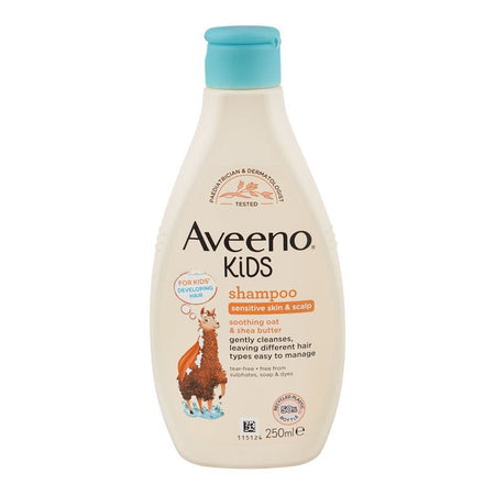 Aveeno Kids Soothing Oat & Shea Butter Shampoo, Sulphate Free, Tear Free, For Sensitive Skin & Scalp, 250ml - Main Image