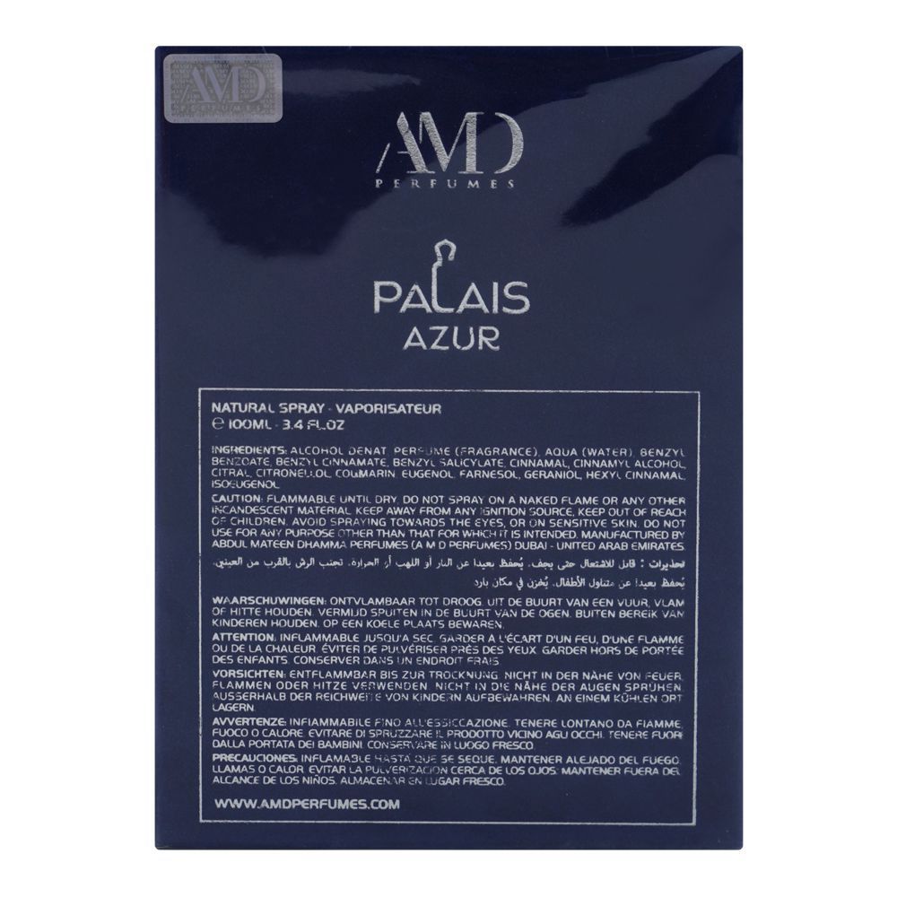 AMD Palais Azur Parfum, For Men & Women, 100ml - Image 3