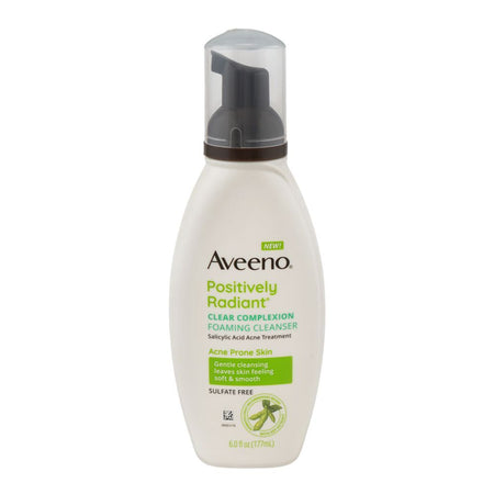 Aveeno Positively Radiant Clear Complexion Foaming Cleanser, Salicylic Acid, Sulfate Free, For Acne Prone Skin, 177ml - Main Image