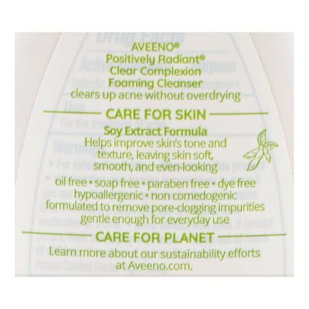 Aveeno Positively Radiant Clear Complexion Foaming Cleanser, Salicylic Acid, Sulfate Free, For Acne Prone Skin, 177ml - Image 3
