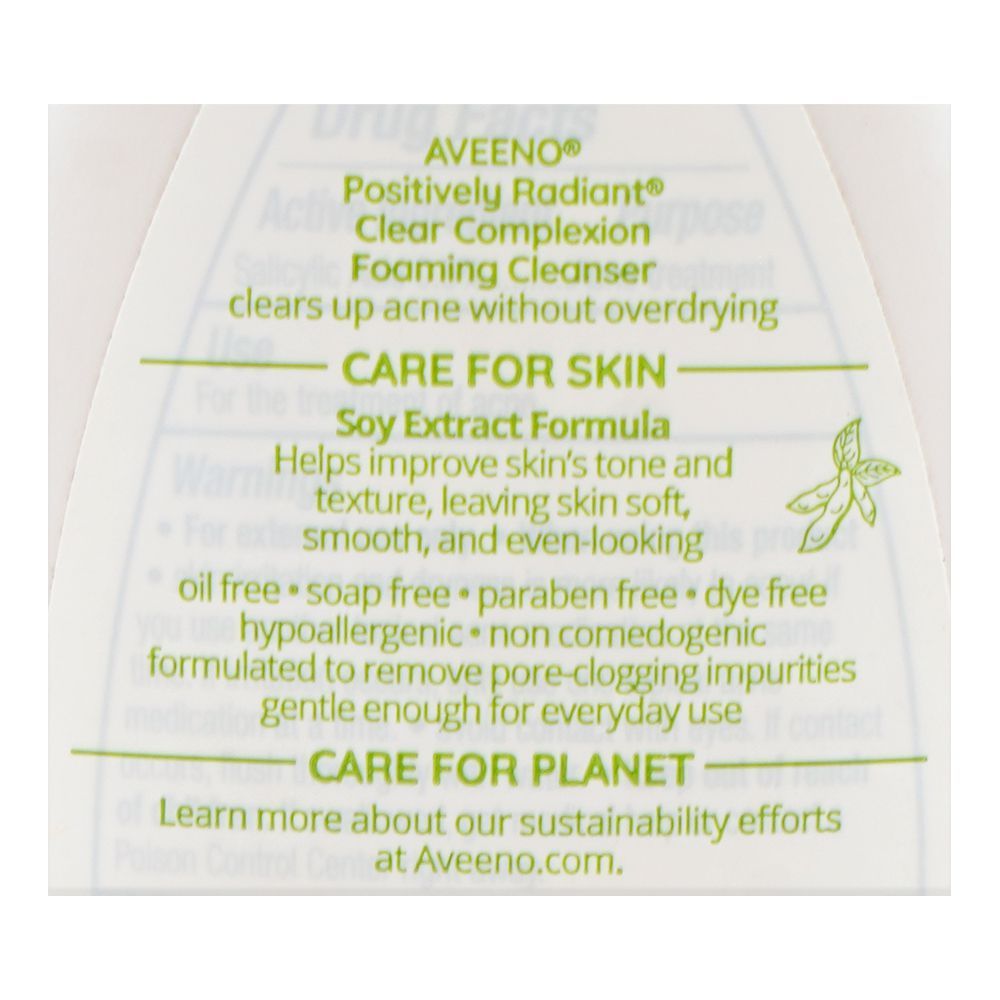 Aveeno Positively Radiant Clear Complexion Foaming Cleanser, Salicylic Acid, Sulfate Free, For Acne Prone Skin, 177ml - Image 3