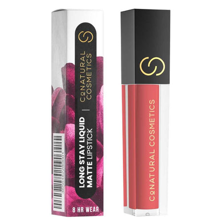 CoNatural Cosmetics Long Stay Liquid Matte Lipstick, Coral Crush LI091, 6.3ml - Image 3