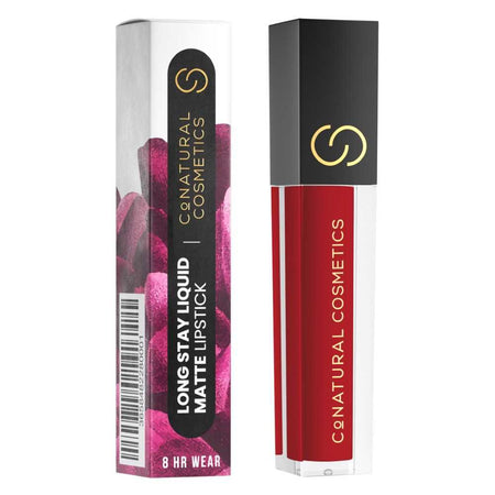 CoNatural Cosmetics Long Stay Liquid Matte Lipstick, Deep Red LI081, 6.3ml - Image 4