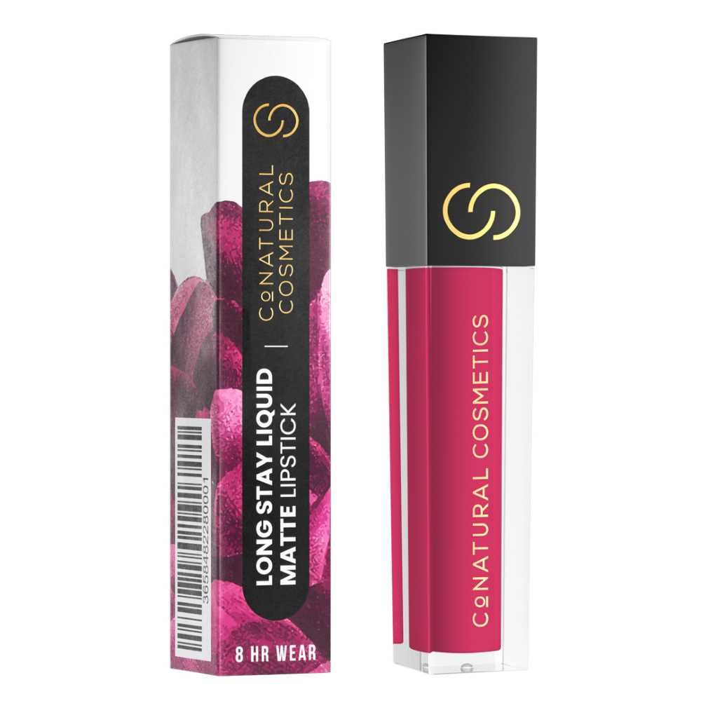 CoNatural Cosmetics Long Stay Liquid Matte Lipstick, Raspberry Pink LI106, 6.3ml - Image 4
