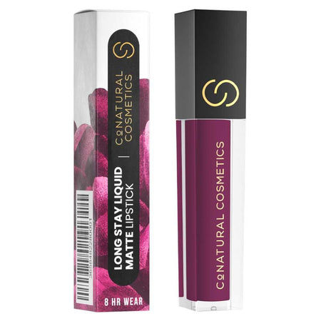 CoNatural Cosmetics Long Stay Liquid Matte Lipstick, Very Plum LI078, 6.3ml - Image 4